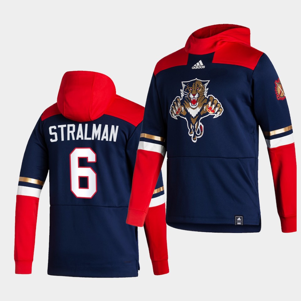 Men Florida Panthers #6 Stralman Blue NHL 2021 Adidas Pullover Hoodie Jersey->nashville predators->NHL Jersey